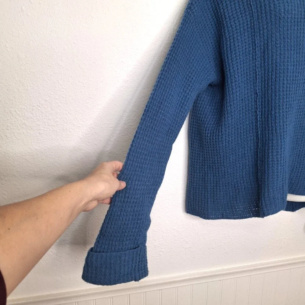Free People 100% Wool Sweater Sz S Waffle Knit Oversized Slouchy Boho